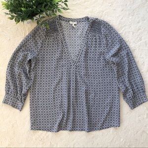 Joie blue gray silk tunic ruched blouse